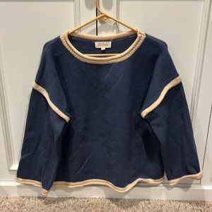 LISTICLE. Navy Blue and Pink Knit Sweater. S